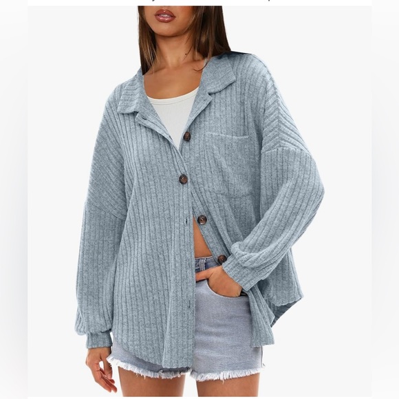 NWT BLUE GREY SOFT SHIRT SHACKET-S - Picture 6 of 13